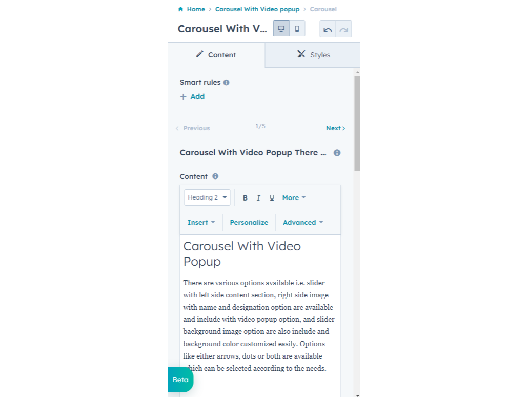 Loop feature in the module.
