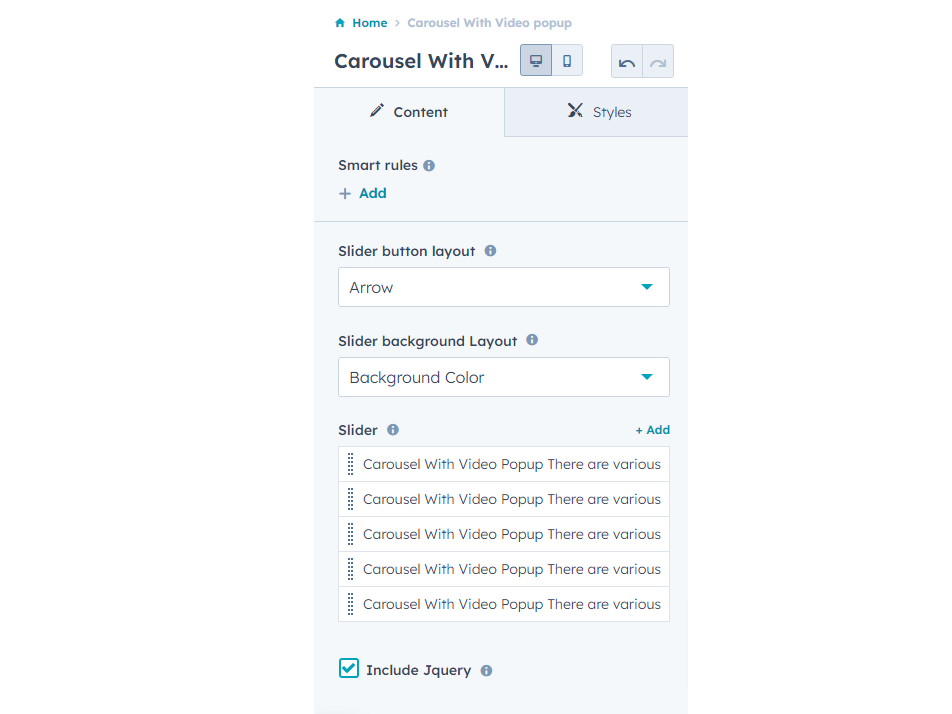 Carousel With Video popup