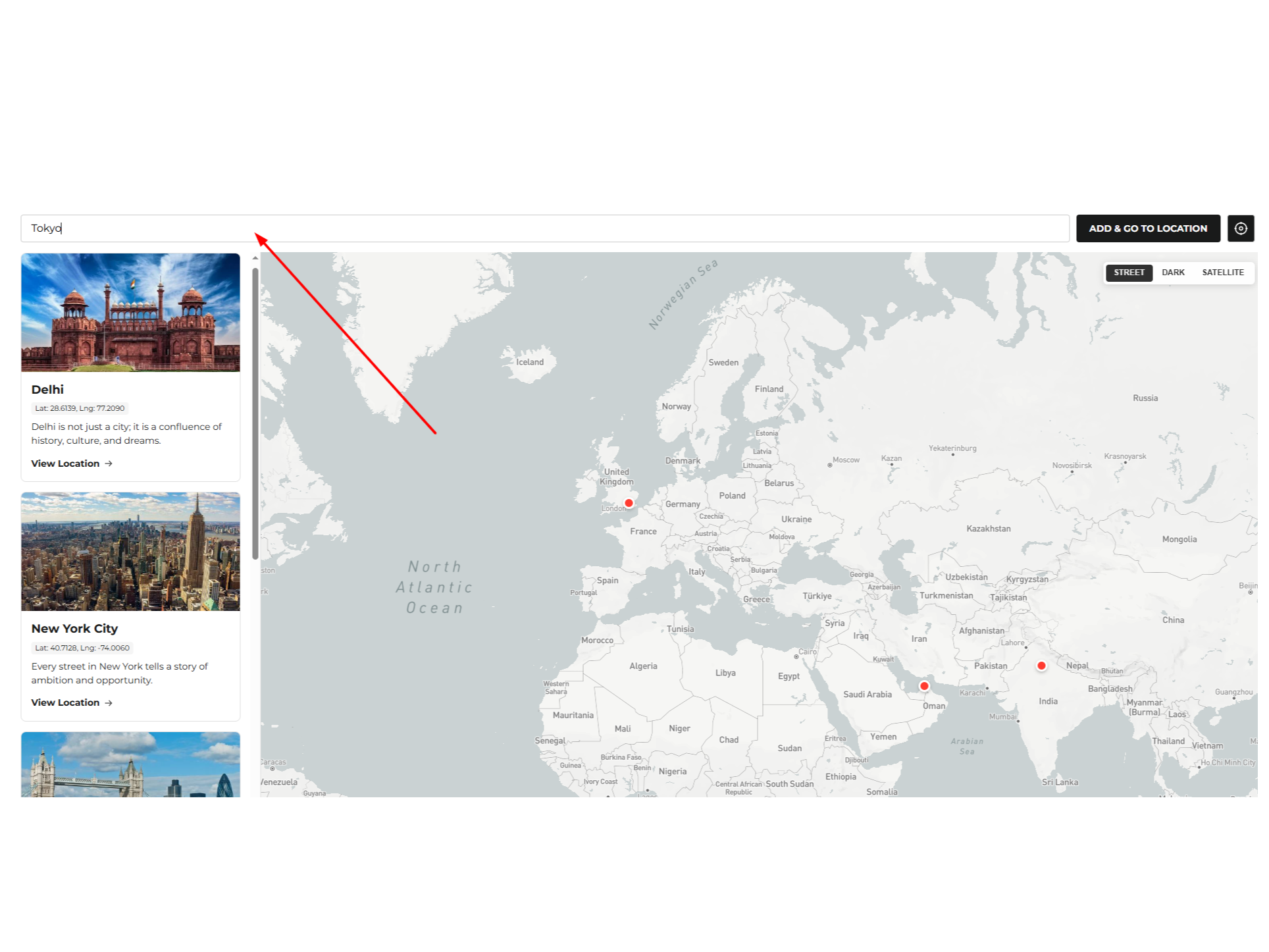 Location Search Functionality